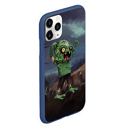 Чехол iPhone 11 Pro матовый Ктулху на кладбище, цвет: 3D-тёмно-синий — фото 2