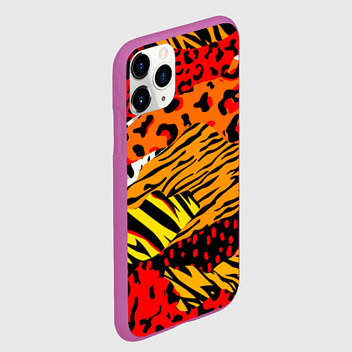 Чехол iPhone 11 Pro матовый Абстрактный узор / 3D-Фиолетовый – фото 2