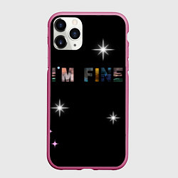Чехол iPhone 11 Pro матовый Надпись, цвет: 3D-малиновый