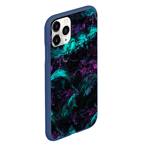 Чехол iPhone 11 Pro матовый Неоновые Коралы / 3D-Тёмно-синий – фото 2