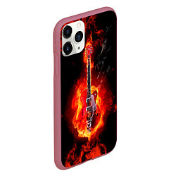 Чехол iPhone 11 Pro матовый Огненная гитара, цвет: 3D-малиновый — фото 2
