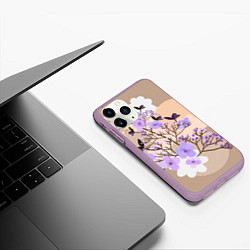 Чехол iPhone 11 Pro матовый Цветы и символы, цвет: 3D-сиреневый — фото 2