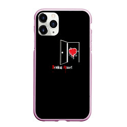 Чехол iPhone 11 Pro матовый Broken heart, цвет: 3D-розовый