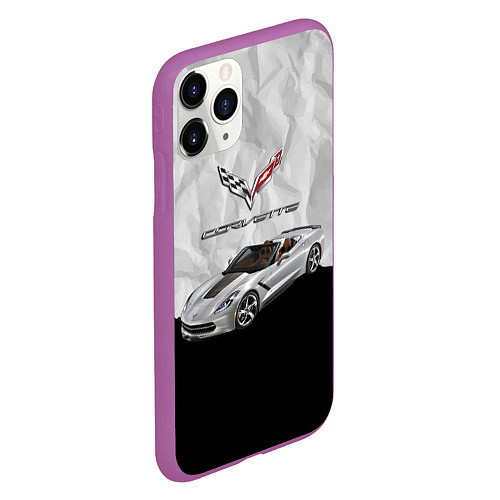 Чехол iPhone 11 Pro матовый Chevrolet Corvette - motorsport / 3D-Фиолетовый – фото 2