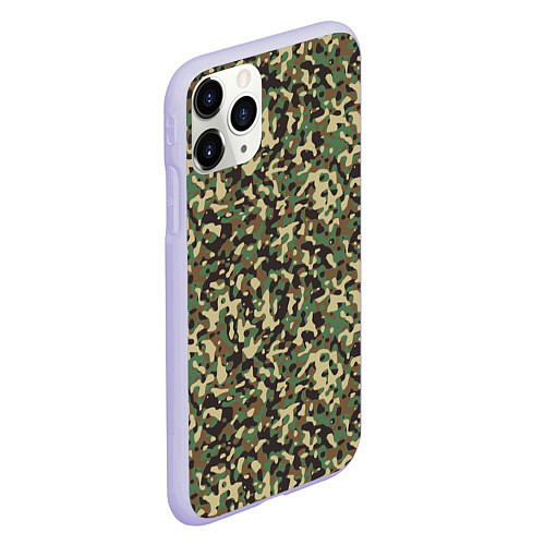 Чехол iPhone 11 Pro матовый Камуфляж Woodland мелкий / 3D-Светло-сиреневый – фото 2