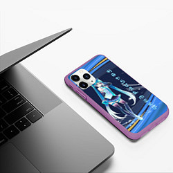 Чехол iPhone 11 Pro матовый Хацуне Мику - вокалоид, цвет: 3D-фиолетовый — фото 2