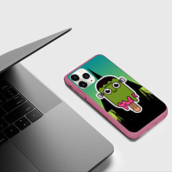 Чехол iPhone 11 Pro матовый Мороженое - зомби, цвет: 3D-малиновый — фото 2
