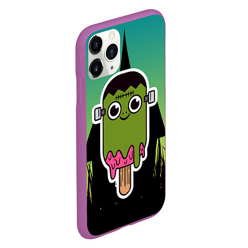 Чехол iPhone 11 Pro матовый Мороженое - зомби / 3D-Фиолетовый – фото 2