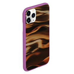 Чехол iPhone 11 Pro матовый Тёмно-золотые нановолны, цвет: 3D-фиолетовый — фото 2