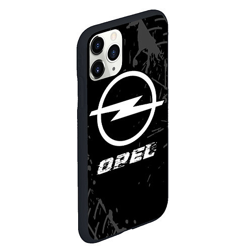 Чехол iPhone 11 Pro матовый Opel speed на темном фоне со следами шин / 3D-Черный – фото 2