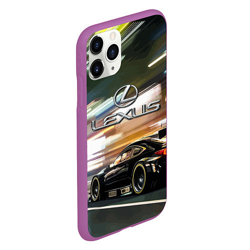 Чехол iPhone 11 Pro матовый Lexus - скорость режим / 3D-Фиолетовый – фото 2