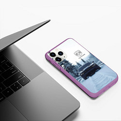 Чехол iPhone 11 Pro матовый Dodge in winter forest, цвет: 3D-фиолетовый — фото 2