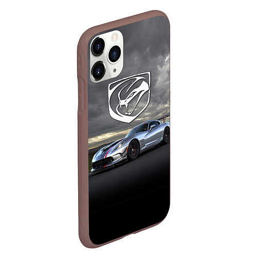 Чехол iPhone 11 Pro матовый Dodge Viper ACR - 645 лошадок - трековые гонки / 3D-Коричневый – фото 2