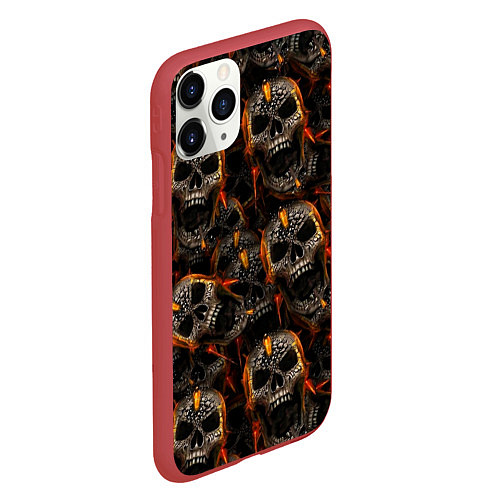 Чехол iPhone 11 Pro матовый Реалистичные черепа / 3D-Красный – фото 2