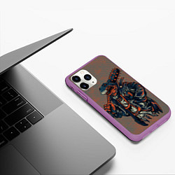 Чехол iPhone 11 Pro матовый Акула-монстр, цвет: 3D-фиолетовый — фото 2