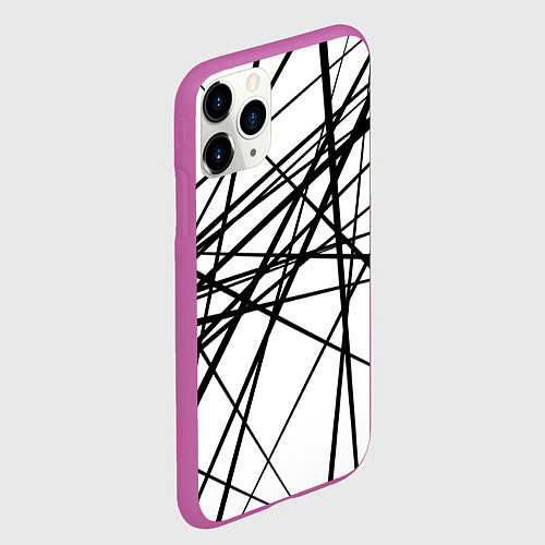 Чехол iPhone 11 Pro матовый Пересечение линий / 3D-Фиолетовый – фото 2