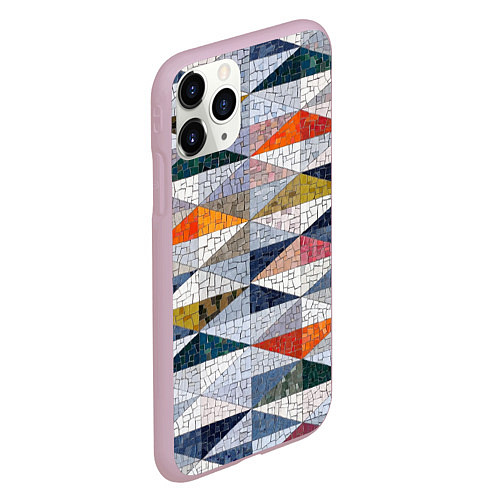 Чехол iPhone 11 Pro матовый Каменный разноцветный паттерн / 3D-Розовый – фото 2