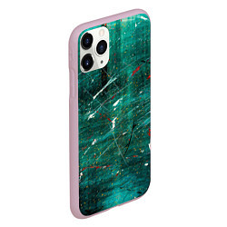 Чехол iPhone 11 Pro матовый Светло-зелёный туман, краски и царапины, цвет: 3D-розовый — фото 2