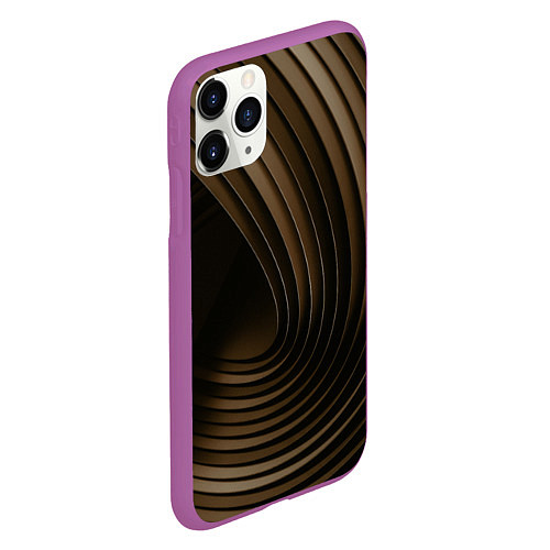 Чехол iPhone 11 Pro матовый Тёмное-золотые пластины во тьме / 3D-Фиолетовый – фото 2