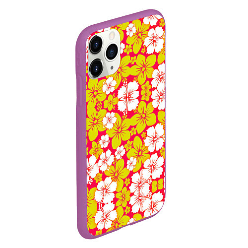 Чехол iPhone 11 Pro матовый Hawaiian kaleidoscope / 3D-Фиолетовый – фото 2