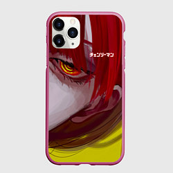 Чехол iPhone 11 Pro матовый Человек-бензопила взгляд Макимы, цвет: 3D-малиновый
