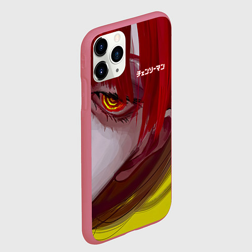 Чехол iPhone 11 Pro матовый Человек-бензопила взгляд Макимы / 3D-Малиновый – фото 2
