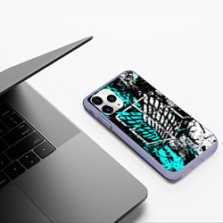 Чехол iPhone 11 Pro матовый Атака титанов гранж, цвет: 3D-светло-сиреневый — фото 2