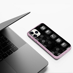Чехол iPhone 11 Pro матовый Geometry Dash game, цвет: 3D-розовый — фото 2