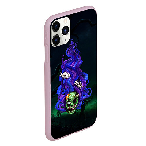 Чехол iPhone 11 Pro матовый Зомби - русалка / 3D-Розовый – фото 2