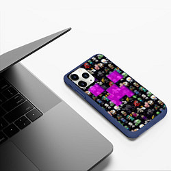 Чехол iPhone 11 Pro матовый Minecraft: characters and logo, цвет: 3D-тёмно-синий — фото 2