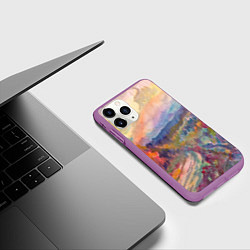 Чехол iPhone 11 Pro матовый Осенний пейзаж акварель, цвет: 3D-фиолетовый — фото 2