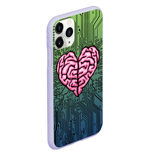 Чехол iPhone 11 Pro матовый Heart brain chip / 3D-Светло-сиреневый – фото 2