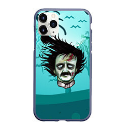 Чехол iPhone 11 Pro матовый Голова зомби, цвет: 3D-серый