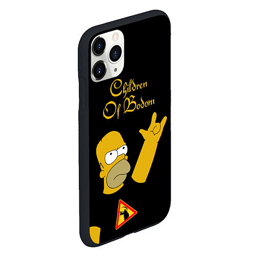 Чехол iPhone 11 Pro матовый Children of Bodom Гомер Симпсон рокер / 3D-Черный – фото 2