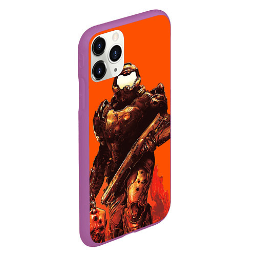 Чехол iPhone 11 Pro матовый Думгай с головой - Doom / 3D-Фиолетовый – фото 2