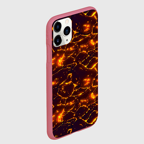 Чехол iPhone 11 Pro матовый Раскалённый камуфляж / 3D-Малиновый – фото 2