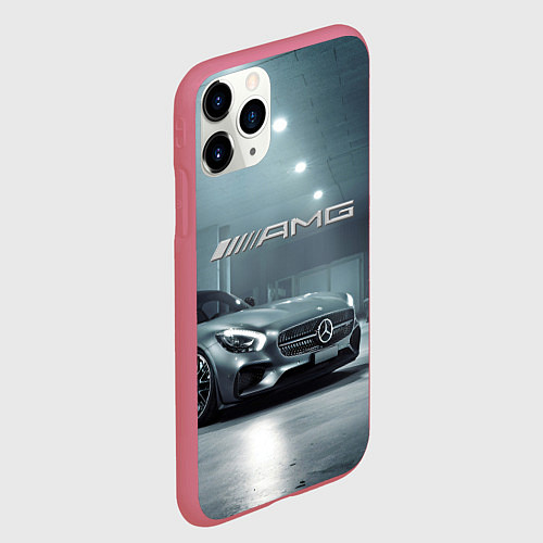 Чехол iPhone 11 Pro матовый Mercedes AMG - Motorsport / 3D-Малиновый – фото 2