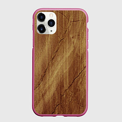 Чехол iPhone 11 Pro матовый Деревянная текстура, цвет: 3D-малиновый
