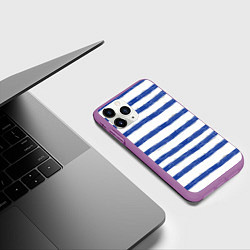 Чехол iPhone 11 Pro матовый Рыбы в полоску, цвет: 3D-фиолетовый — фото 2