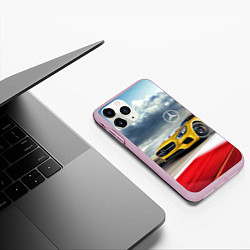 Чехол iPhone 11 Pro матовый Mercedes AMG V8 Biturbo на трассе, цвет: 3D-розовый — фото 2