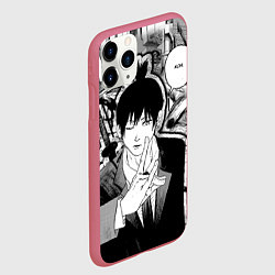Чехол iPhone 11 Pro матовый Аки Человек Бензопила, цвет: 3D-малиновый — фото 2
