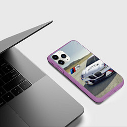 Чехол iPhone 11 Pro матовый Спортивная бэха на гоночной трассе, цвет: 3D-фиолетовый — фото 2