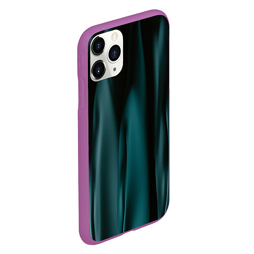 Чехол iPhone 11 Pro матовый Абстрактные волны в темноте / 3D-Фиолетовый – фото 2