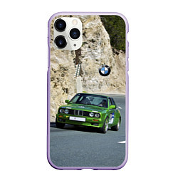 Чехол iPhone 11 Pro матовый Зелёная бэха на горной дороге, цвет: 3D-светло-сиреневый