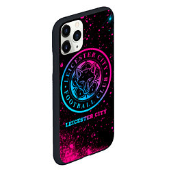 Чехол iPhone 11 Pro матовый Leicester City - neon gradient, цвет: 3D-черный — фото 2