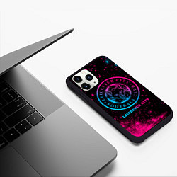 Чехол iPhone 11 Pro матовый Leicester City - neon gradient, цвет: 3D-черный — фото 2