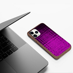 Чехол iPhone 11 Pro матовый Абстрактный мозаичный черно - пурпурный узор, цвет: 3D-коричневый — фото 2