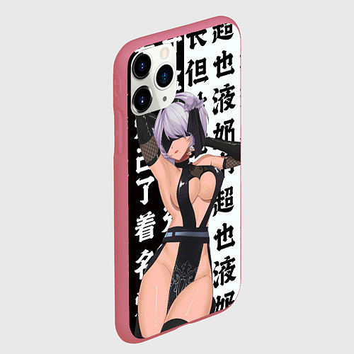 Чехол iPhone 11 Pro матовый 2b в шикарном платье - Nier automata / 3D-Малиновый – фото 2
