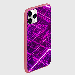 Чехол iPhone 11 Pro матовый Абстрактные геометрические фиолетовые объекты, цвет: 3D-малиновый — фото 2