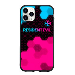 Чехол iPhone 11 Pro матовый Resident Evil - neon gradient: символ сверху, цвет: 3D-черный